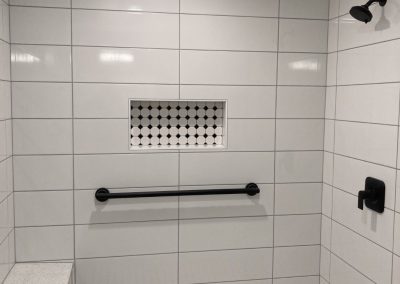 beaverton stacked tile shower with linear drain