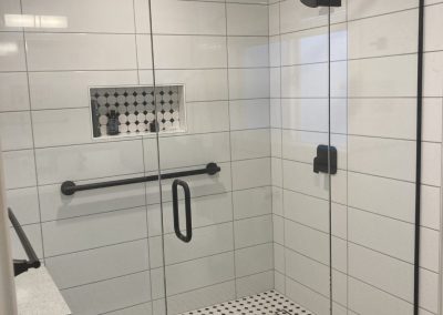 white stacked tile shower
